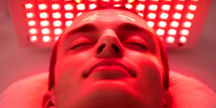 In-clinic LED therapy panel used for acne and redness treatment