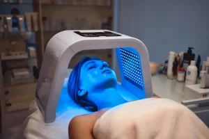 Yellow LED light therapy calming sensitive skin in Hobart